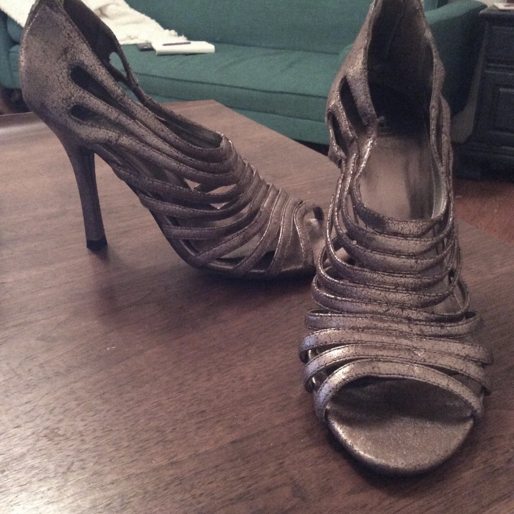 Diba Metallic Distressed Strappy Sandals